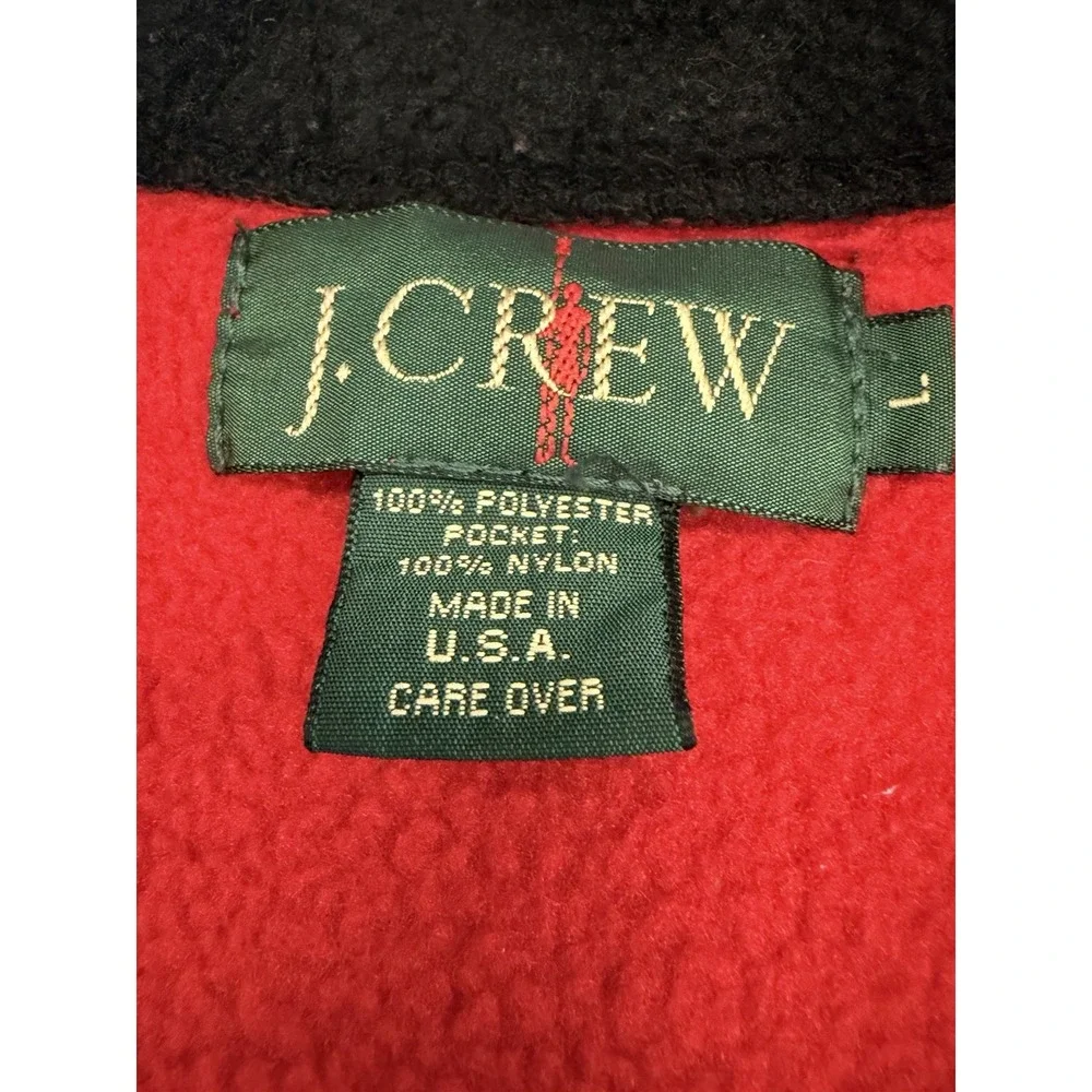 90's Vtg J. Crew Oarsman Red Fleece Pullover 1/4 Zip Men's Large Made in USA